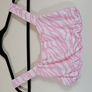 Zara girl pink zebra strap crop top size 13 14